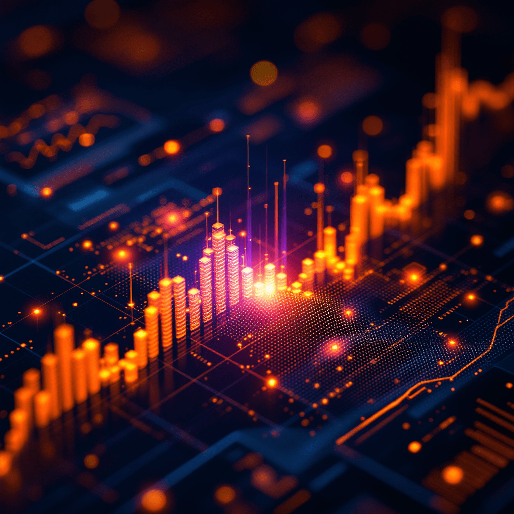 오렌지빛으로 표현된 고해상도 데이터 분석 차트
