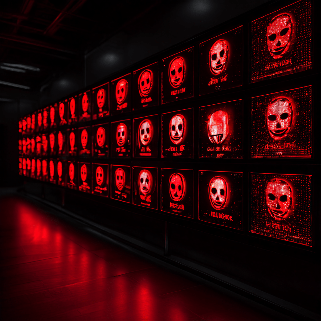 검증되지 않은 다수의 익명 사용자들이 빛나는 단일 기업 로고를 향해 경고와 비난의 메시지를 게시하는 온라인 악성 댓글의 부정적 영향력을 상징적으로 표현한 이미지입니다.